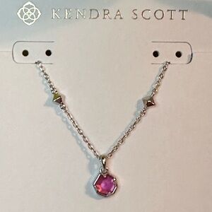Kendra Scott Nola Silver Necklace in Azalea Pink NWT